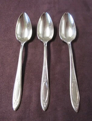 ADAM 3 Citrus Spoons Silverplate 1917 Notched Bowls Scarce No Monograms - Image 1 of 4
