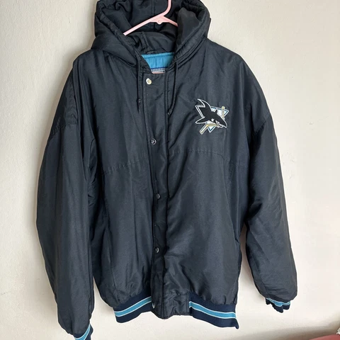 Rare Vintage Starter San Jose Sharks NHL Men's Black/Blue Jacket - Size Large Cover