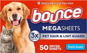 Pet Hair and Lint Guard Mega Dryer Sheets with 3X Pet Hair Fighters, Fresh Scent - Picture 1 of 12
