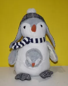 Pier 1 One Penguin & Baby Plush Spike & Spinner Stuffed Penguins Holiday Winter - Picture 1 of 3