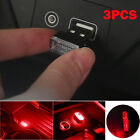 3x Red Mini LED USB Car Interior Light Neon Atmosphere Ambient Lamp Accessories 