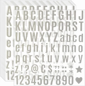 790 Pieces 10 Sheets Glitter Silver Letter Stickers,Alphabet Number Stickers,Sel - Picture 1 of 7