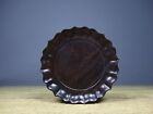 Old collection rosewood finely carved lotus tea plate