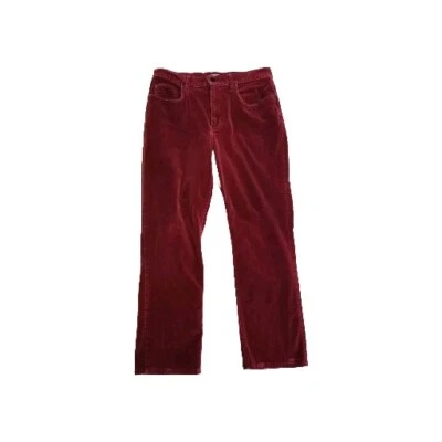 L.L. Pantalones Bean para mujer 12 regular púrpura vino terciopelo pierna recta tiro medio bolsillos Foto 1 de 4