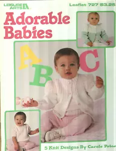 USED ADORABLE BABIES 3 SIZES 5 SWEATER DESIGNS KNITTING PATTERN BOOK - Picture 1 of 3
