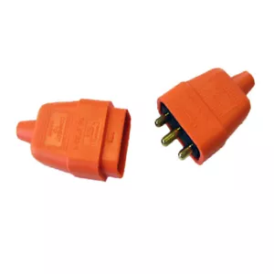 Lyvia 3 Pin Rubberized Resilient Orange 10A Plug & Socket Power Connector  - Picture 1 of 1