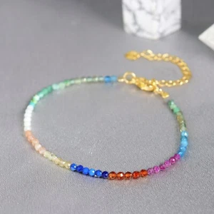 Colorful Assorted Crystal Gemstone Tiny Bead Healing Women Bracelet Gift for her - Picture 1 of 5