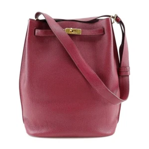 HERMES Sokelly 26 Shoulder Bag Rouge Red / Gold Hardware Togo Women - Picture 1 of 12