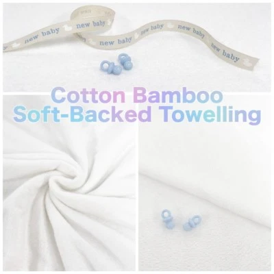 BAMBOO COTTON TOWELLING FABRIC Plain Soft Backed Mix Super Soft Double Sided - Image 1 of 4