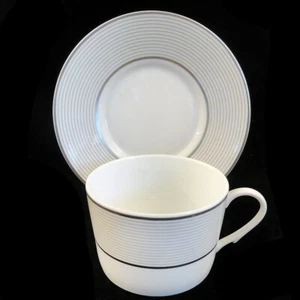 RAYNAUD LIMOGES CRINOLINE PLATINUM Cup & Saucer NEW NEVER USED made in France - Picture 1 of 3