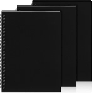 3 x Spiral Notebook, A5 5.5"X8.3 Black Wide Ruled Softcover Lined Journal - Picture 1 of 3
