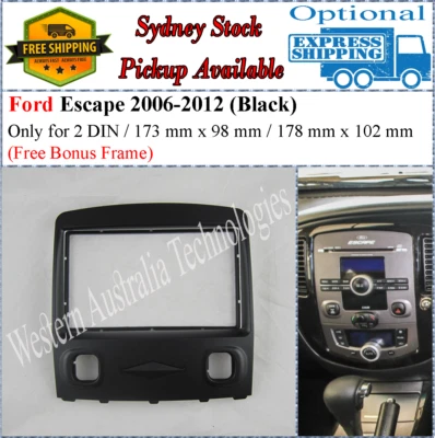 Fascia facia Fits Mazda Tribute Ford Escape Black Double Two 2 DIN Dash Kit - image 1 of 4