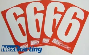  Kart 4 x weiße Nummer 6 auf rotem Hintergrund - kostenloser Versand - MSA Legal-Rotax - Bild 1 von 1