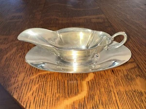ATEMBERAUBENDE Sauciere 78 Gramm, 6" lang STERLING, Sauciere mit Unterteller signiert - Bild 1 von 8