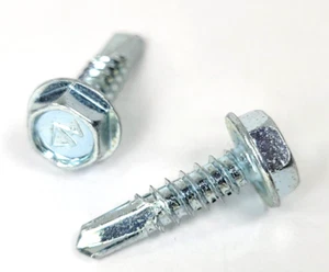 100 Stück #10 x 7/8 Zoll Sechskantscheibe selbstbohrende Schraube 5/16" SECHSKANT DOLCHZ Schraube - Bild 1 von 3