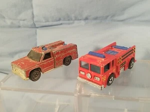 Lot of 2 Hot Wheels 1974 Fire Truck Emergency Unit 50 Redline & Fire Truck - Picture 1 of 14
