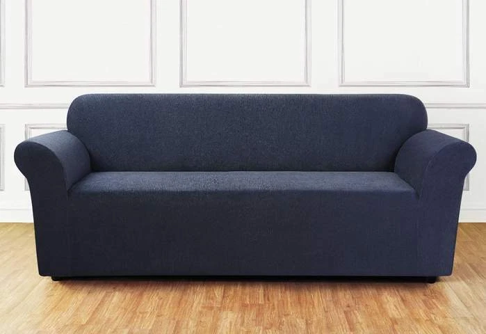 Ultimate Stretch Chenille One Piece Loveseat Slipcover Storm Blue  Foto 1 de 1