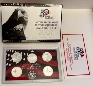 2007 United States Mint 50 State Quarters SILVER Proof Set with OGP & COA - Picture 1 of 4