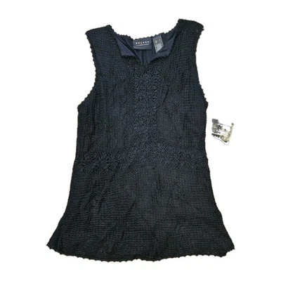 Vtg Crochet Tank Blouse Womens M Black Grunge Boho Hippie Y2K Festival NWT - Image 1 of 4