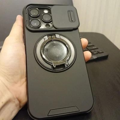iphone hard casing for IP 14 promax with camera lense protector and phone stand - Image 1 of 3