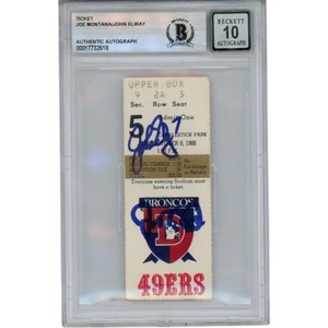 Joe Montana & John Elway San Francisco 49ers 10/9/88 Signed Ticket Beckett 49975 - Picture 1 of 2