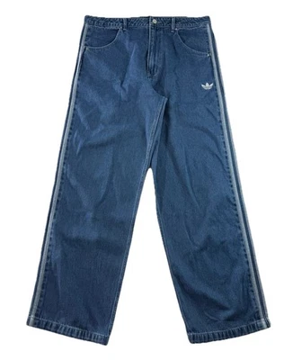 Jeans masculino tamanho 36x32 Adidas Originals adicolor denim azul Firebird JC6234 - Imagem 1 de 4