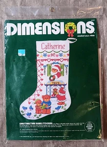 Dimensions Counted Cross Stitch 8304 Christmastime Bears Stocking Kit VTG 1984 - Picture 1 of 6