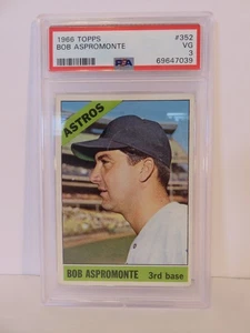 Tarjeta de béisbol 1966 Topps #352 Bob Aspromonte PSA 3 en muy buena condición - Imagen 1 de 2