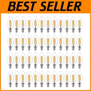 Dimmable LED Chandelier Light Bulbs - 48 Pack, E12 Base - Picture 1 of 11