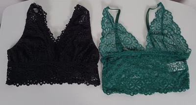 Bralettes de encaje para mujer talla pequeña lote de 2 verdes negros Foto 1 de 4