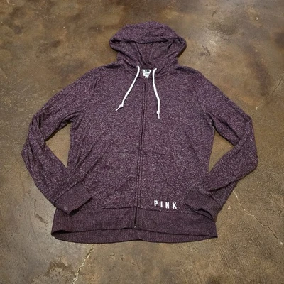 Sudadera con capucha rosa Victoria’s Secret borgoña cremallera completa para mujer talla pequeña Foto 1 de 4