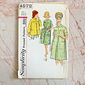 Simplicity 4572, 60s Smock, Sz 16/36, Vintage Sewing Pattern, Cut & COMPLETE - Picture 1 of 2