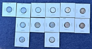 Merkur Groschen 1940, 1941, 1942, 1943, 1944, 1945. 90% Silber.  Konvolut 13 Groschen - Bild 1 von 21