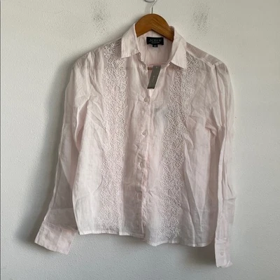 Camisa J Crew Mujer Colección Cuentas Abotonada en Ramie 00 Talla Mirage Rosa Foto 1 de 4