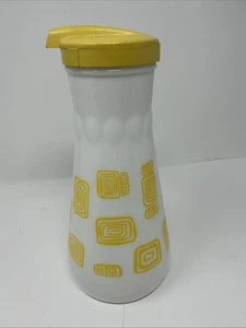 Jarra jarra de vidrio esmerilado Hazel Atlas rara de colección E-Z verter amarillo MCM geométrico  - Imagen 1 de 8