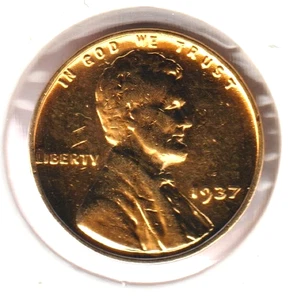 Rare Old Antique 1937 US Lincoln 24k Gold Plated Cent Penny Collection Coin USA - Picture 1 of 2