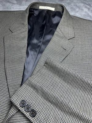Joseph Abboud Blazer 46XL Extra Long Silk Wool Brown Blue Black Houndstooth USA - Image 1 of 4
