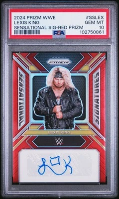 2024 PANINI PRIZM WWE SENSATIONAL SIGNATURES RED PRIZM LEXIS KING 82/99 PSA 10 - Image 1 of 2