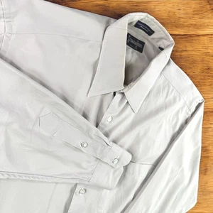 Gitman Bros Dress Shirt Men XL Point Collar Long Sleeve Button Up Beige Brothers - Picture 1 of 9