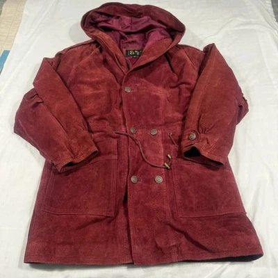 Винтажная женская куртка 80-х Pelle Club размер большой красная замша (отсутствует кнопка - Изображение 1 из 4