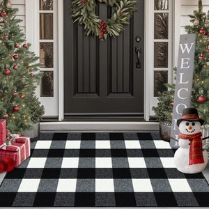 Buffalo Plaid Outdoor Rug, 27.5"x43" Checkered Front Door Mat, Non Slip Absor... - Picture 1 of 7