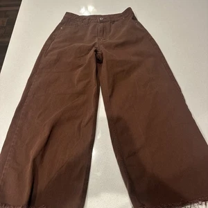 Jeans Marrón Pierna Ancha Dobladillo Crudo Talla m/6 Pero Ver Medidas - Imagen 1 de 5