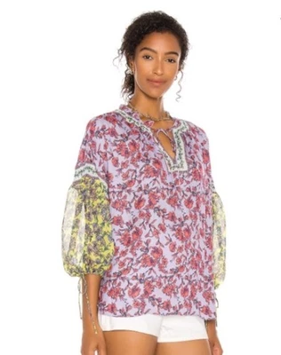 Туника с рукавами Alice + Olivia As L Julius Blouson топ кайма лаванда мульти - Изображение 1 из 4