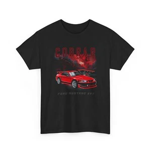 T-shirt Ford Mustang SVT New Edge cotone Cobra R rossa nera unisex auto SN95 - Foto 1 di 6