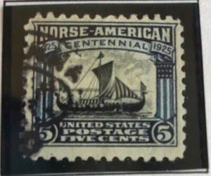 1925 Wikingerschiff 5 Cent Briefmarke - Bild 1 von 1