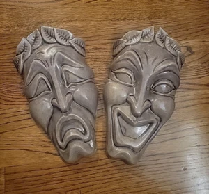 Bolsillos de pared de tragedia y comedia 2 piezas Decoración de pared de cerámica - Imagen 1 de 7