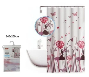 Tenda Doccia AntiMuffa Impermeabile 240x200cm Con Anelli Bagno Fiori Farfall dfh - Foto 1 di 1