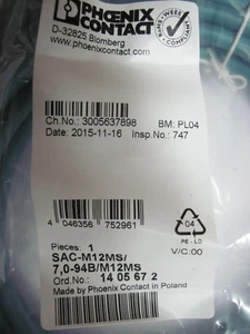 SAC-M12MS/7,0-94B/M12MS  PHOENIX CONTACT  CABLE ASSEMBLY - Picture 1 of 2