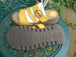 Fly London - Yellow Leather Strappy Sandals size 40 worn once Excellent - Picture 1 of 10