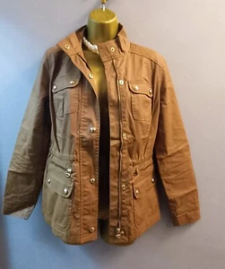 Tommy Hilfiger Size S (10-12) Women Tan Camel Military Style Jacket gold Snaps - Picture 1 of 16